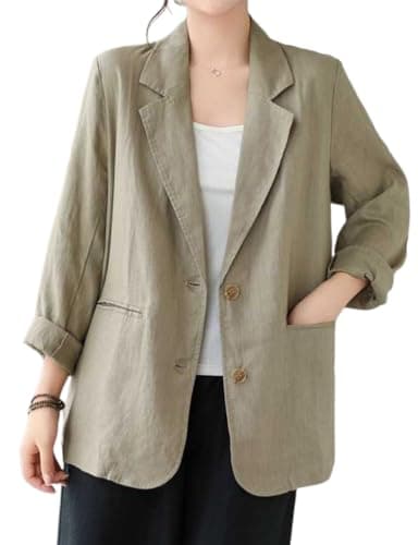 Cotton Linen Blazer for Women - Spring Summer 2024 — Khaki