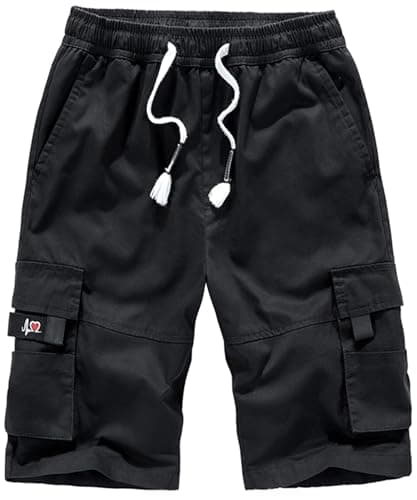 ELETOP Men's Cargo Shorts With Elastic Waist — 901 Black