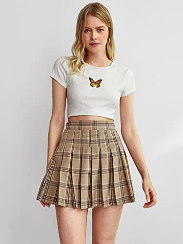 WDIRARA Plaid High Waist A-Line Mini Skirt