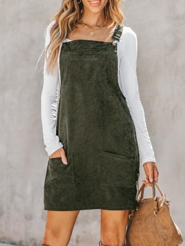 CUPSHE Women's Summer Corduroy Mini Dress with Front Pocket