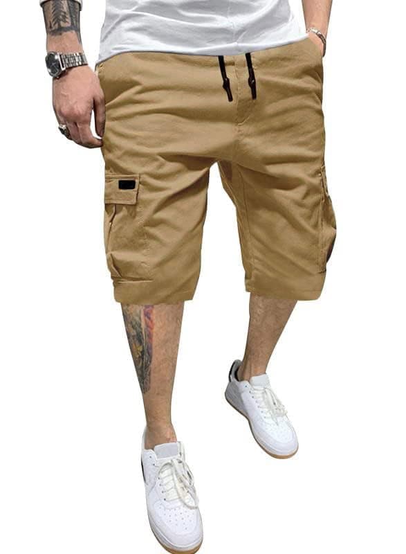 PIDOGYM Men's Waterproof Casual Cargo Shorts with 6 Pockets — Khaki