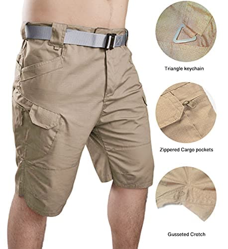 YAXHWIV Men's Tactical Waterproof Hiking Fishing Shorts Regular