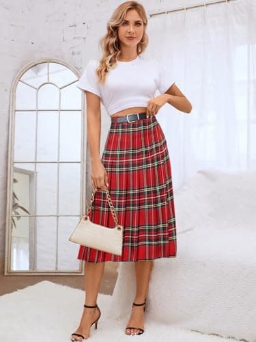 Sangtree Girls A-Line Pleated High Waist Fashion Skirt