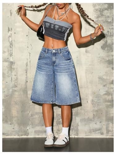 WDIRARA Women's Knee-Length Denim Shorts