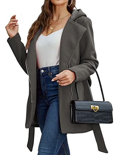 Bellivera Women's Wool Blend Winter Trench Coat — Gray Coat