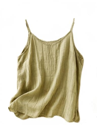 Women's Summer Sleeveless Linen Camisole Tops — Green