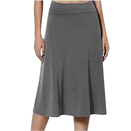 Spring & Summer High Waist Flared Midi Skirts for Women
