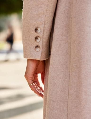 IDEALSANXUN Women's Long Wool Trench Coat Fall Winter Dressy Peacoat