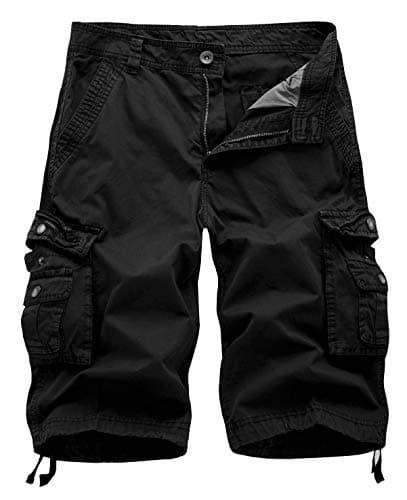 IDEALSANXUN Men's Casual Loose Fit Multi-Pocket Military Style Shorts — Carbon Black
