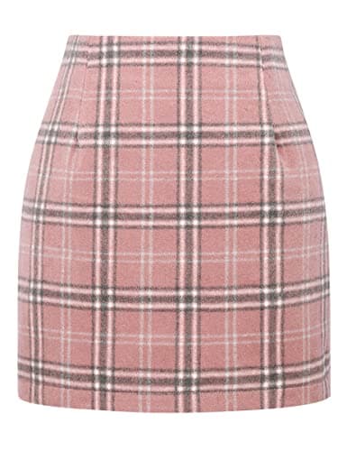 High Waist Plaid Bodycon Pencil Skirt — Pink New