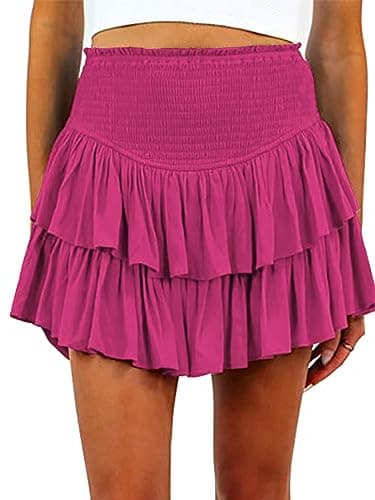 Women Mini Skirts — Rose Red