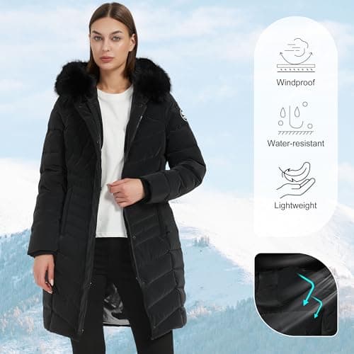 Molemsx Women's Thick Faux Fur Parka Jacket, Warm Hooded Down Alternative XS-XXL