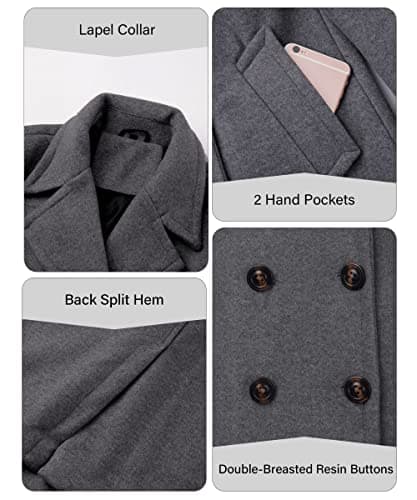 Bellivera Women's Wool Blend Winter Trench Coat