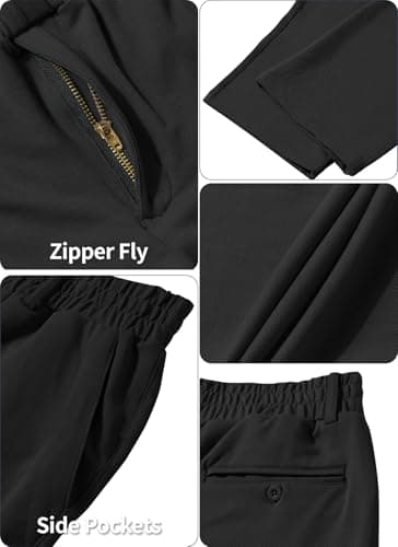 Mens Elastic Waist Pants for Seniors with Zipper Fly