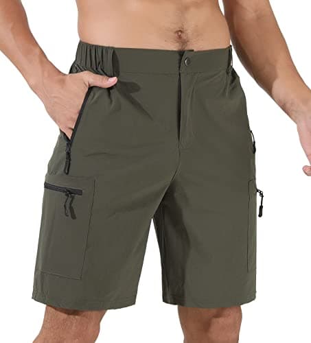 Suwangi Men's Quick-Dry Hiking Cargo Shorts with Multipocket — Army Green