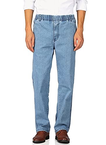 Soojun Men's Casual Loose Fit Elastic Waist Denim Jeans