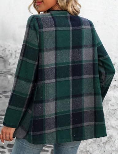 Women's IDEALSANXUN Wool Plaid Jacket - Trendy Fall Winter Coat