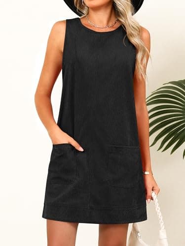 Caracilia Women's 2025 Trendy Corduroy Overall Mini Dress