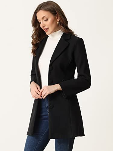 2024 Allegra K Notched Lapel Women's Winter Coat Pea Coat
