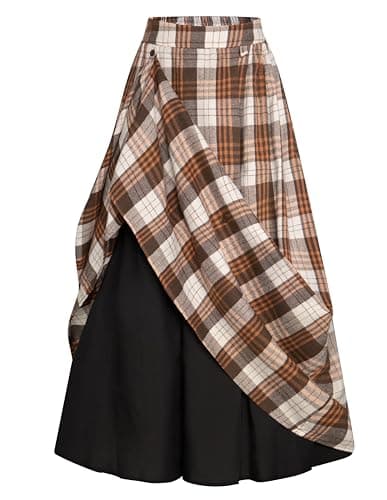 Scarlet Plaid High-Waist Skirt for Women with Pockets — Gentle Yellow