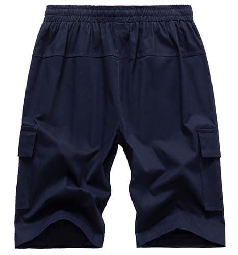 VTUAOL Men's Cargo Shorts with Elastic Waist and Multiple Pockets