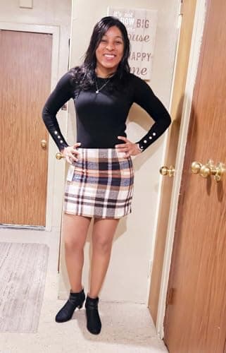 Women's High Waist Plaid Wool Mini Skirt