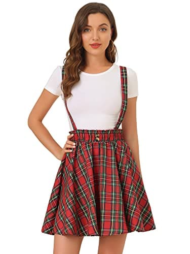 Allegra K Women's Christmas Plaid Mini Skirt