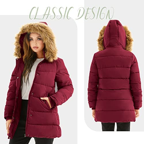 FARVALUE Women's Winter Warm Parka Jacket Puffer Thicken Hooded Coat