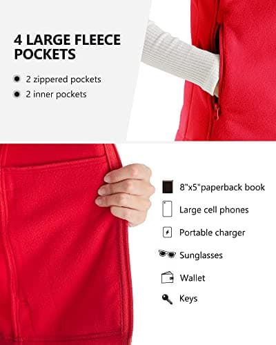 Outdoor Ventures Women's Polar Fleece_zip Vest with Pockets Warm Sleeveless Coat Vest