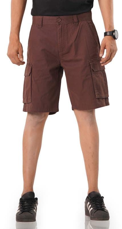 Alamo Men's Regular Fit 100% Cotton Heavy Duty Cargo Shorts — Brown
