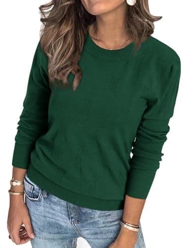 Womens Arach&Cloz Knit Sweater Long Sleeve Casual Spring Outfit Fashion — A-green