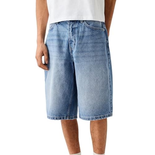 Winioder Men's Casual Baggy Jeans Shorts Wide Leg Denim Jorts