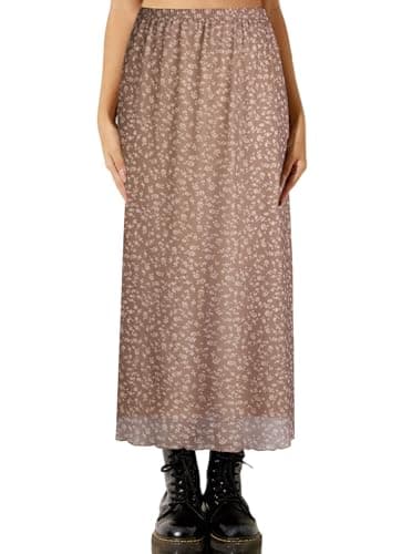 Avanova Bohemian Ditsy Floral Midi Skirt — Apricot Floral