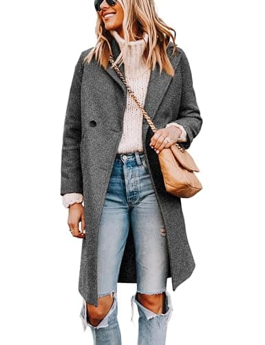 Women's Wool Blend Pea Trench Coat — Dark Grey