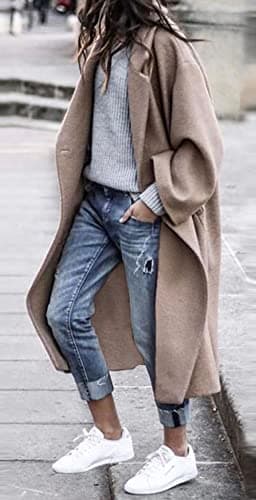 CHARTOU Women's Oversized Wool Blend Midi Trench Coat