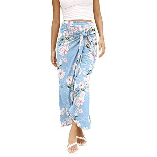 Maxi Skirt High Waist Wrap Pencil Long Skirts for Women — B-01 Fp Light Blue