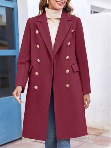 BZB Women's Elegant Wool Blend Pea Coat Jacket