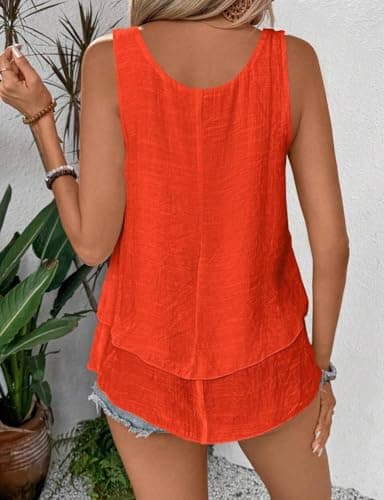 IDEAL SanXun Women's Linen Tank Tops Sleeveless Square Neck Casual Vest Shirt