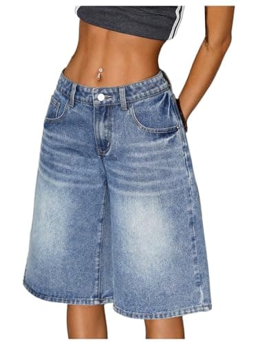 WDIRARA Women's Knee-Length Denim Shorts