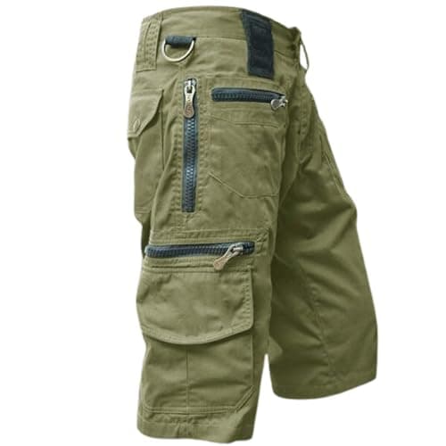 Quick Dry Mens Casual Tactical Cargo Shorts Outdoor Hiking — Green