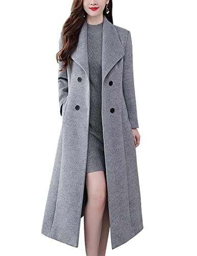 Women's Vintage Double Breasted Long Wool Pea Coat