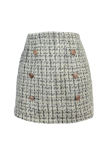 HERBATOMIA Women's Vintage Plaid Mini Pencil Skirt with High Waist Zipper — Black Plaid