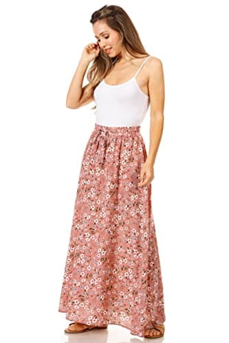 Trendy Women's Maxi Skirts - Flowy Summer Aline Elastic High Waisted Reg & Plus Size