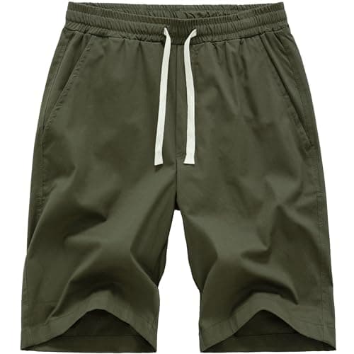 VTUAOL Men's Cargo Shorts with Elastic Waist and Multiple Pockets — C-army Green