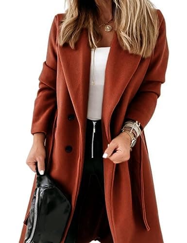 Hooever Women's Mid-Length Double Breasted Wool Blend Peacoat — Caramel