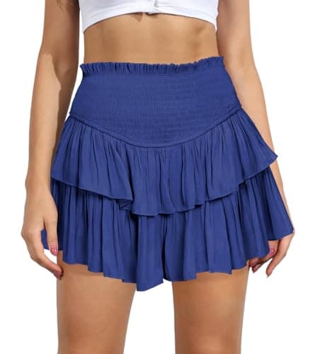 High Waist Ruffle Mini Skirt Women's Fashion — Royalblue