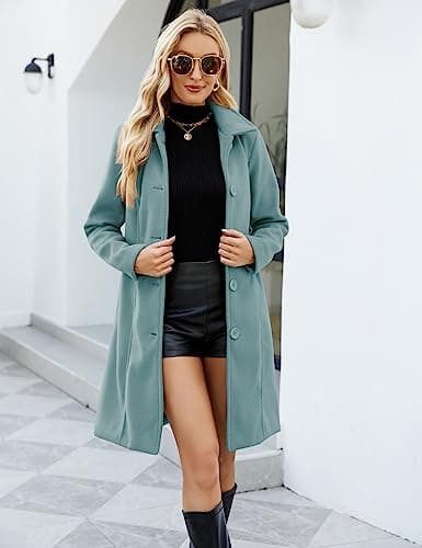 UANEO Women's Faux Wool Peacoat Long Trench Coatwinteribilidad