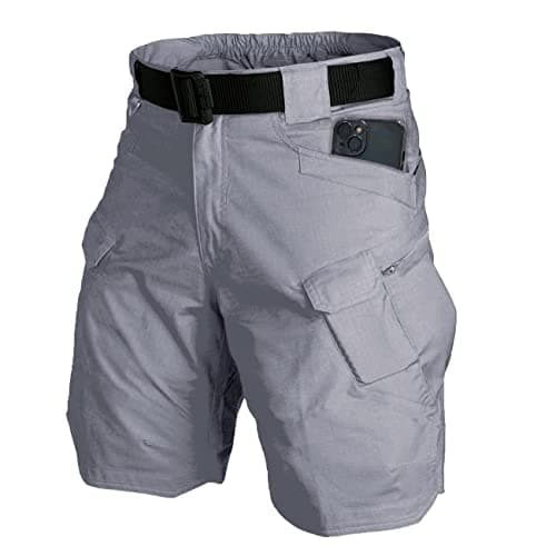 Yameekamulga Men's Water-Resistant Tactical ShortsCargo Hiking Fishing Cotton Blend — T# Grey
