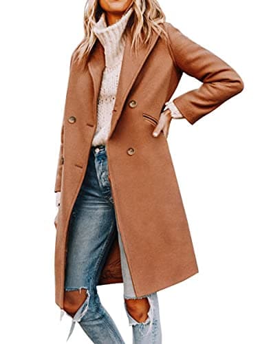 Yousify Women's Double Breasted Winter Pea Coat — 03-caramel