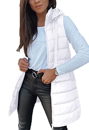 Women's Winter Hooded Puffer Vest — White